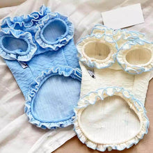 Load image into Gallery viewer, Blue And White Ruffled Cat Vests | Soft Cat Clothing With Frill Edges | MissyMoMo