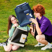 Load image into Gallery viewer, CUL Black & White and Navy Blue Cat Carrier Backpacks | MissyMoMo