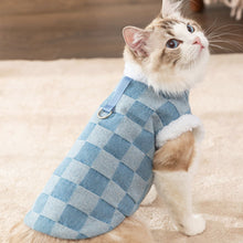 Load image into Gallery viewer, Cat in Blue Checkered Fleece Jacket | MissyMoMo