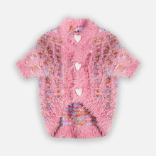 Load image into Gallery viewer, Pink Fuzzy Cat Cardigan With Heart Buttons | Cozy Knit Cat Sweater | MissyMoMo