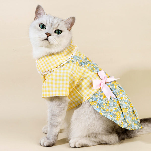 Cat in Checkered Floral Dress | MissyMoMo