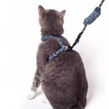 Load image into Gallery viewer, Cat on a Navy Blue H-Style Cat Harness | MissyMoMo