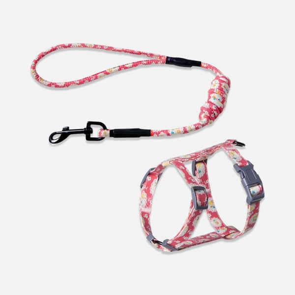 Daisy Red Cat Harness & Leash Set for Walking | H-Style Cat Harness for Walking | MissyMoMo