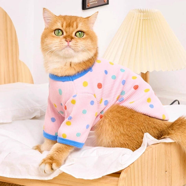 Cat in Cute Pink Polka Dot T-Shirt | MissyMoMo