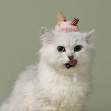 Load image into Gallery viewer, White Cat Wearing Ice Cream Cone Hat | MissyMoMo