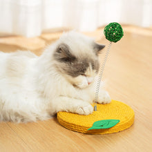 Load image into Gallery viewer, Cat Playing with Lemon Sisal Scratcher with Rattan Spring Ball | Interactive Cat Toys