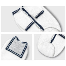 Load image into Gallery viewer, White Sailor Cat Cardigan Detail | Soft Cat Sweater | MissyMoMo