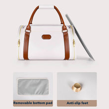 Load image into Gallery viewer, Features of Mewmosa Leather Duffle Cat Travel Bag | MissyMoMo