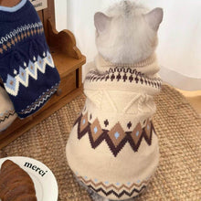 Load image into Gallery viewer, Cat in Fair Isle Beige Cat Sweater | Warm Cat Sweater | MissyMoMo
