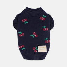 Load image into Gallery viewer, Navy Cherry Print Sweater for Cats & Kittens | MissyMoMo