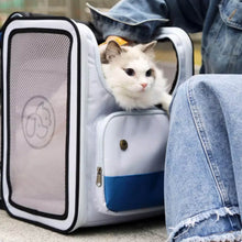Load image into Gallery viewer, Cat Inside Paw Voyager Blue Expandable Cat Backpack | Soft Cat Carrier | MissyMoMo