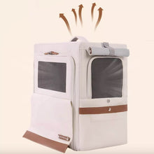 Load image into Gallery viewer, Breathable Mesh of Beige Collapsible Leather Cat Traveling Backpack | MissyMoMo