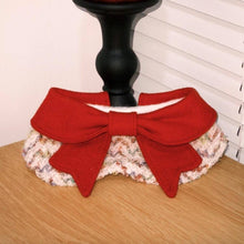Load image into Gallery viewer, Red Bow Cat Bib with Cozy Knit Fabric | MissyMoMo