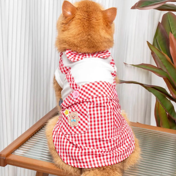 Cat in Red Check Vest | MissyMoMo