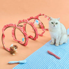 Load image into Gallery viewer, Puppy Spiral Cat Tunnel Stretched Out with Picnic Cat Toys | Cute Cat Toys | MissyMoMo