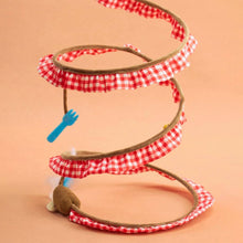 Load image into Gallery viewer, Spiral Cat Tunnel Coiled Upright with Blue Fork Charm | Interactive Cat Toys | MissyMoMo