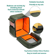 Load image into Gallery viewer, Olive Green Cat Backpack - Inside View with Velcro Attachments | MissyMoMo