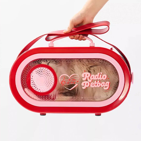 Carrying Cat with RadioMoMo Vintage Retro Red Hard Cat Carrier | MissyMoMo
