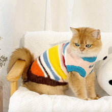 Load image into Gallery viewer, Cat Wearing Rainbow Stripe Sweater | Cute Colorful Cat Outfit | MissyMoMo