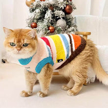 Load image into Gallery viewer, Cat Wearing Rainbow Stripe Sweater | Colorful Cat Apparel | MissyMoMo