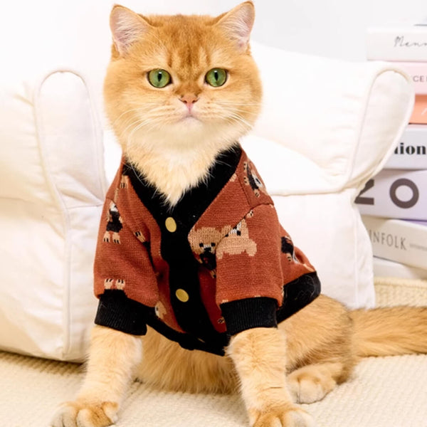 Cat in Cute Teddy Bear Print Cardigan | MissyMoMo