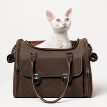 Load image into Gallery viewer, TouchDog Romy Airline Cat Carrier in Brown with Cat | MissyMoMo