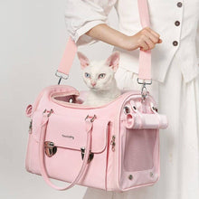 Load image into Gallery viewer, TouchDog Romy Airline Cat Carrier in Pink with Shoulder Strap | MissyMoMo