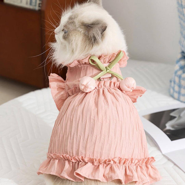 Cat in Pink Tulip Cat Dress | Cute Ruffle Cat Clothes | MissyMoMo
