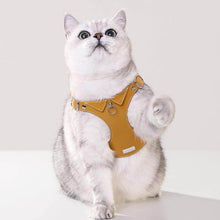 Load image into Gallery viewer, Cat in Stylish Yellow Leather Cat Harness | MissyMoMo