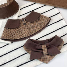 Load image into Gallery viewer, Tweed Cat Bib Classic and Bow Collar Styles | Brown Plaid Cat Bib | MissyMoMo