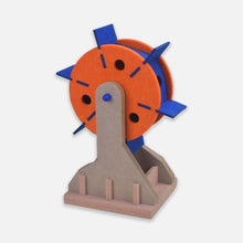 Load image into Gallery viewer, Felt Windmill Treat Dispenser Cat Toy in Orange and Blue | Cat Puzzle Feeders | MissyMoMo