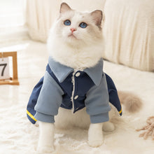 Load image into Gallery viewer, Winston Cat Dress | Cat in Navy Preppy Winter Fleece Dress | MissyMoMo