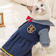 Load image into Gallery viewer, Winston Cat Dress | Cat in Navy Preppy Winter Fleece Dress | MissyMoMo