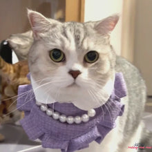 Load and play video in Gallery viewer, Purple Cat Bib | Elegant Cat Bib | MissyMoMo