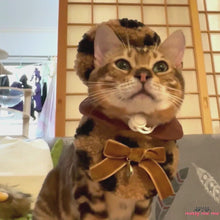Load and play video in Gallery viewer, Leopard Print Cat Bib & Hat | Stylish Accessories for Cats | MissyMoMo