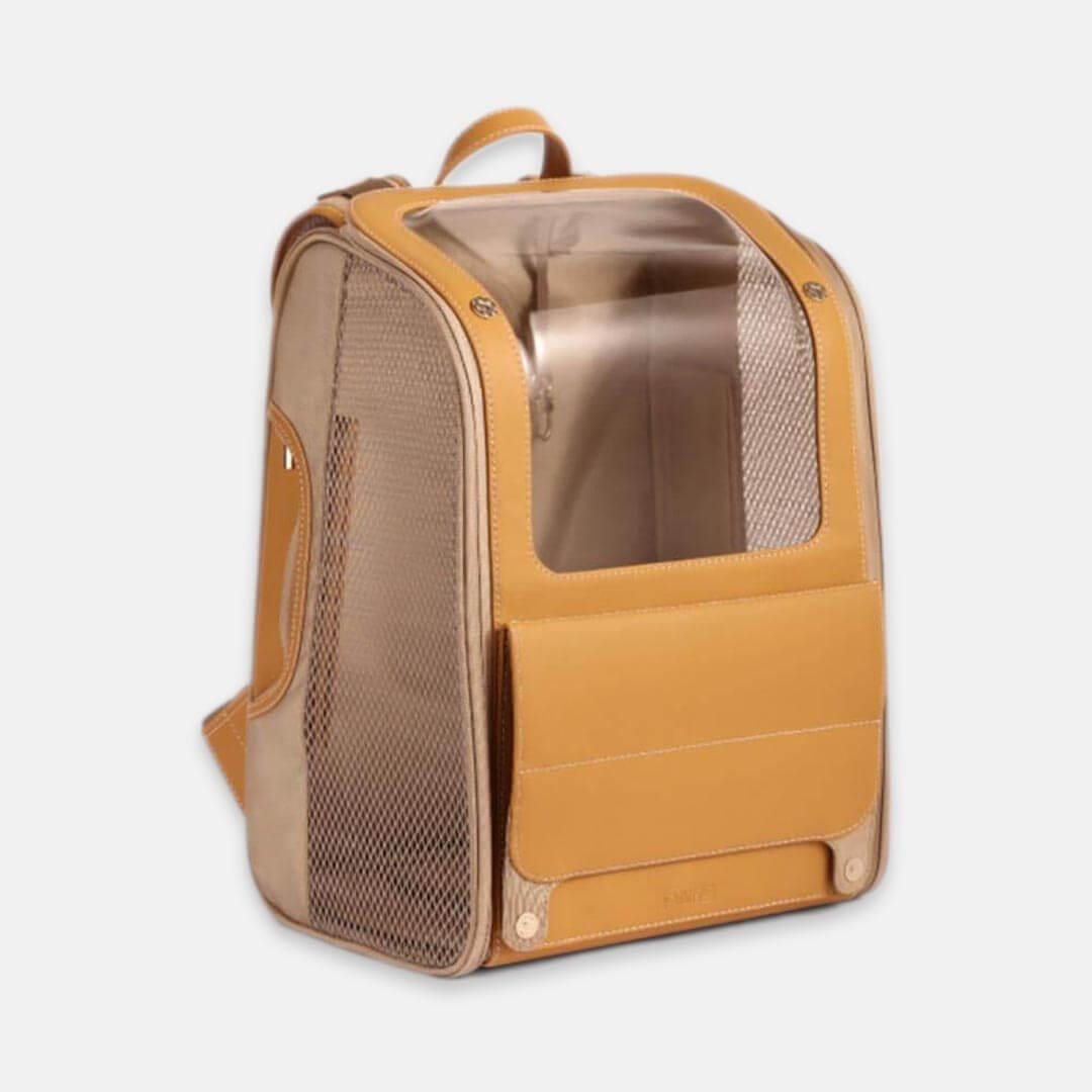 cat backpack with window leather Floof Voyager Luxury Leather Cat Backpack