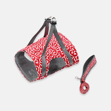 Load image into Gallery viewer, Red Fuku Cat Harness & Leash Set in Seamless Waves Pattern | MissyMoMo