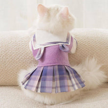 Load image into Gallery viewer, Hana Cat Dress | Cat in Purple Plaid Dress | MissyMoMo