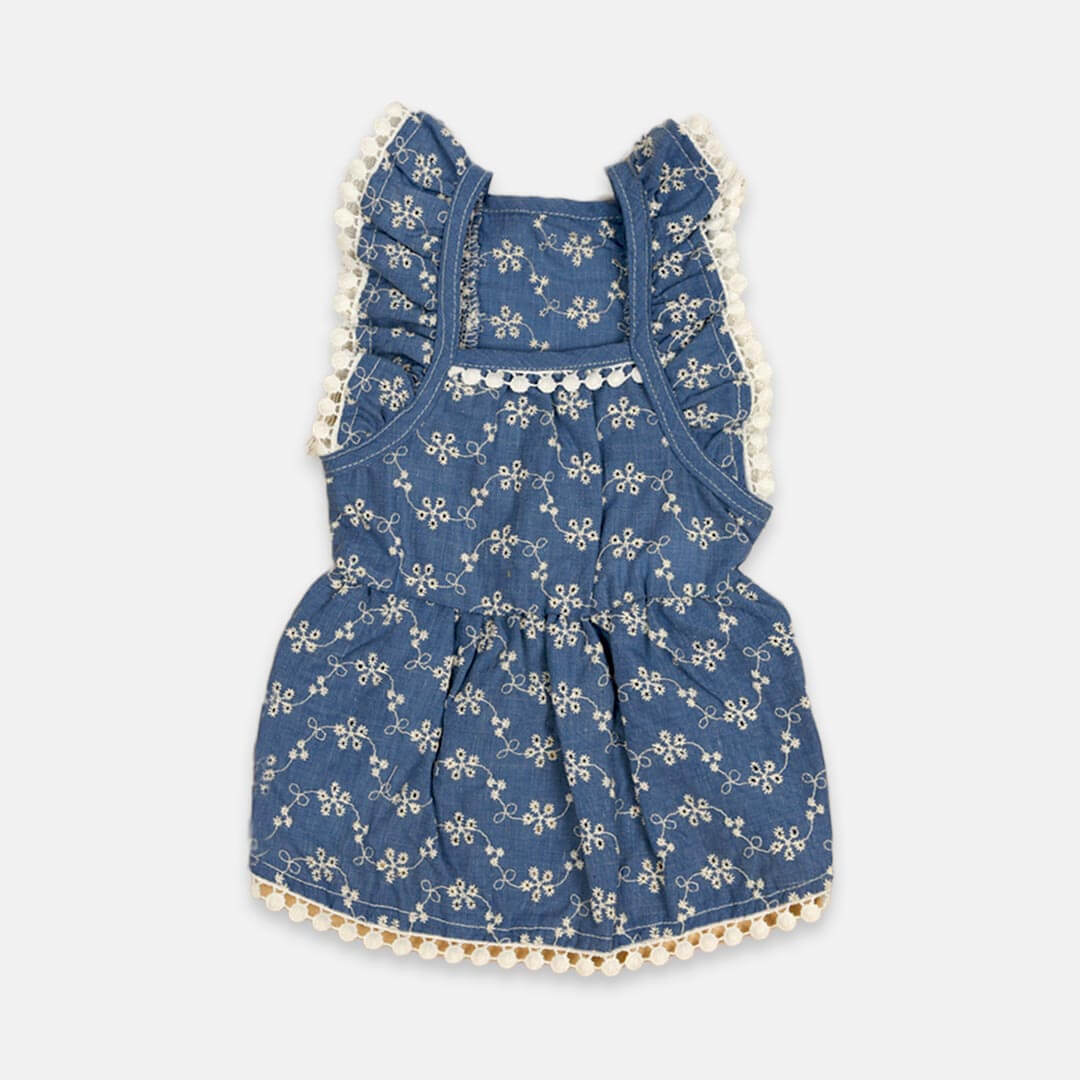 MissyMoMo Retro Floral Dress Dog & Cat Dress, Dress for Cats, M, Steel Blue MissyMoMo Retro Floral Dress Dog & Cat Dress, Dress for Cats, M, Steel Blue