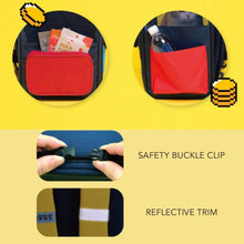 Load image into Gallery viewer, Various storage pockets and reflective trim details on PurLab Gameboy Cat Backpack