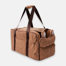 Load image into Gallery viewer, Purry Cat Car Seat Carrier In Brown Fabric | MissyMoMo
