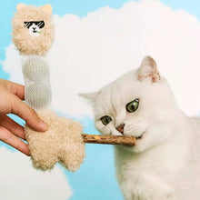 Load image into Gallery viewer, Cat Chewing the Silvervine Stick on an Alpaca Cat Toy | Cat Chew Toys | MissyMoMo
