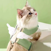 Load image into Gallery viewer, Cat in Green Cat Harness with Wings and Avocado Print | MissyMoMo
