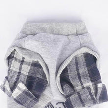 Load image into Gallery viewer, Grey Cat Sweatshirt | Plaid Sleeve Cat Clothing Detail | MissyMoMo
