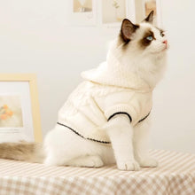 Load image into Gallery viewer, Cat in White Knit Hoodie | MissyMoMo
