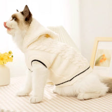 Load image into Gallery viewer, Cat in White Knit Hoodie | MissyMoMo
