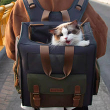 Load image into Gallery viewer, Cat Sitting Inside Stylish Cat Carrier Backpack  | MissyMoMo
