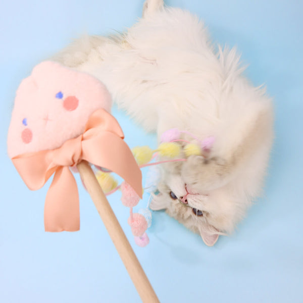 Cat Playing with Bunny Blossom Cat Wand Toy | Cute Cat Toys | MissyMoMo