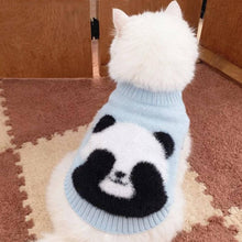 Load image into Gallery viewer, White Cat Wearing Light Blue Panda Knit Cat Sweater | Cute Cat Sweater | MissyMoMo
