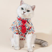 Load image into Gallery viewer, Cat in Floral Shirt with Tie | MissyMoMo
